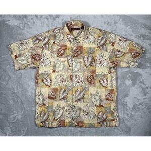 Tori Richard Shirt Men XL Orange Hawaiian Print Button Up Casual Vacation